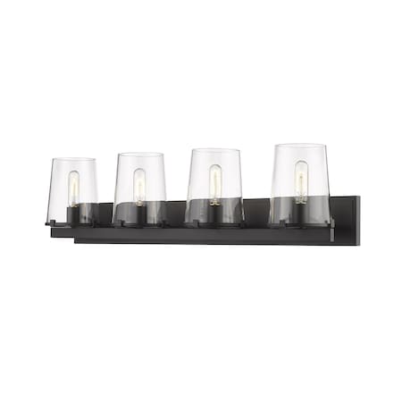 Z-Lite Callista 4 Light Vanity, Matte Black & Clear 3032-4V-MB